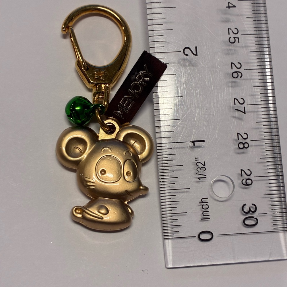 Gold Mouse Keychain with Green Accent - Picture 5 of 5